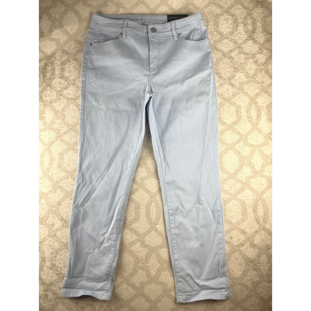 Chico's So Slimming Girlfriend Crop Jeans Women 0 S Matin Blue NWT Stretch Denim